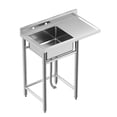 thumbnail image 2 of Zzistar Freestanding Single Sink，Commercial Kitchen Stainless Steel Utility Sink with Worktop Faucet, for Outdoor Garage, 2 of 7