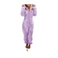 thumbnail image 3 of relayinert Warm Solid Color Sleepwear Cute And Machine Washable Easy To Wear Polyester Cozy Soft Comfort purple L, 3 of 6