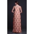 thumbnail image 4 of Bimba Robe de Nuit Imprimée Rose Pâle Saumon2 Feuilles Florales et Roses Grandiflora pour Femmes Longue à Bretelles Spaghetti Robe Maxi Vêtement de Nuit Robe Medium, 4 of 5