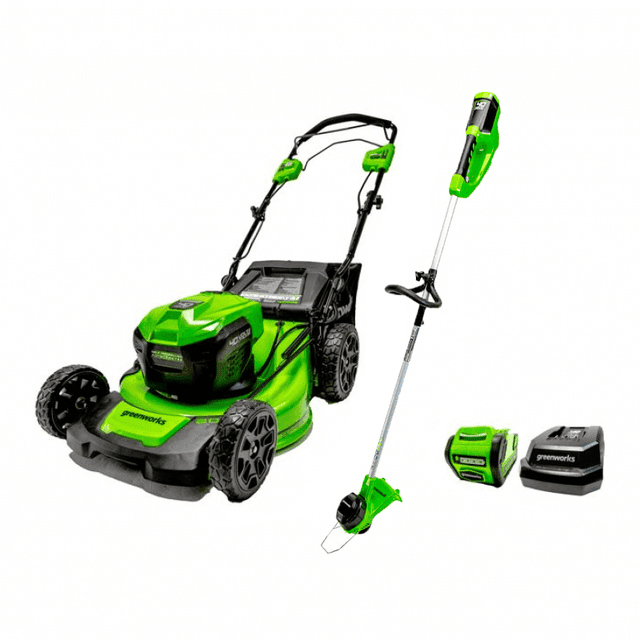 Greenworks 40V 20-Inch SP Lawn Mower + 12-Inch String Trimmer, 5.0 AH Battery and Charger Included