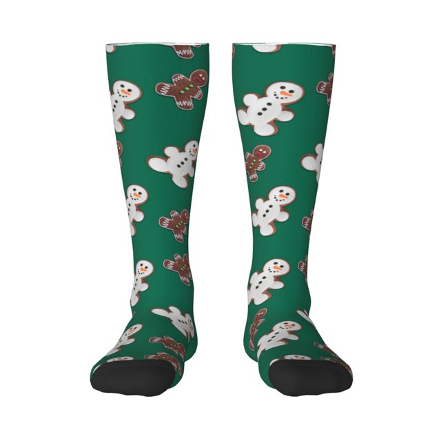 Wukai Bonhomme de Neige en Pain d'Épice pour Bas de Couleur Contrastée, Chaussettes Longues de Sport Entraînement Physique Adulte, Unisexe