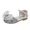 thumbnail image 1 of FhsagQ Winter Shoes Girls Shoes Boots Size 4 Bow Metal Pearl Rhinestone Color Matching Gradient Spring Shoes for Girls Kids Shoes Boots Size 10 Girls Toddler Girls Winter Shoes Silver Size 27, 1 of 4
