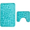 thumbnail image 1 of Set of 2 Anti Slip Bath Mat and Pedestal Rug for Bathroom Machine Washable (50 * 80 + 40 * 50cm) - Green, 1 of 5