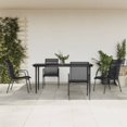 thumbnail image 1 of vidaXL 5 Piece Garden Dining Set Black Steel and Textilene, 1 of 5