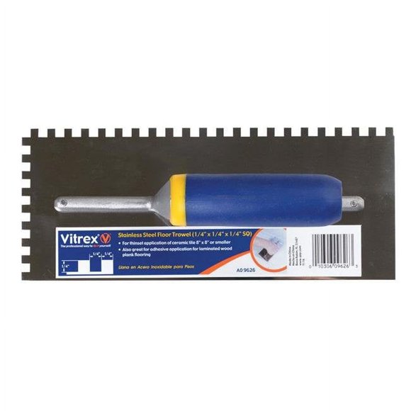 Vitrex 2166601 11 x 4.5 in. Stainless Steel Square Notched Trowel