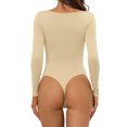 thumbnail image 3 of INSPIRE CHIC Justaucorps à Manches Longues pour Femmes Shapewear Ajusté Extensible Col Carré Justaucorps Combinaison m Kaki, 3 of 5