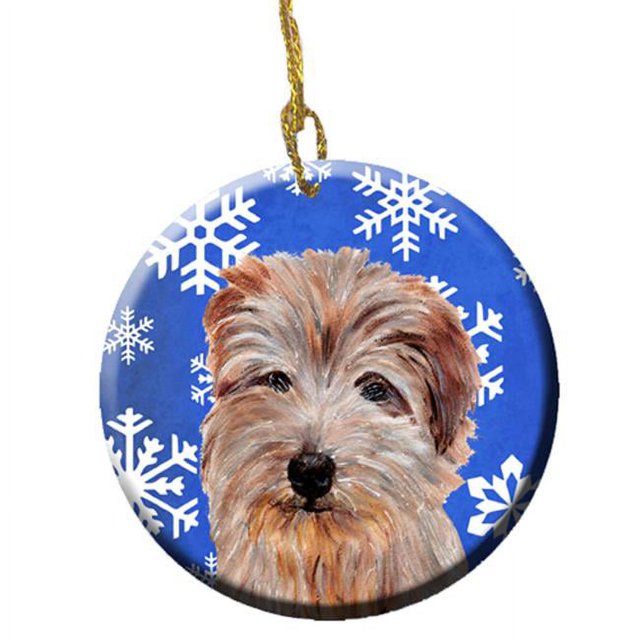 Carolines Treasures SC9784CO1 Norfolk Terrier Winter Snowflakes Ceramic Ornament