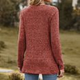 thumbnail image 3 of PEZHADA Chandails pour Femmes en Liquidation, Chandails à Enfiler pour Femmes Col Rond Rayé Mat Chandail Uni T-shirt à Manches Longues Chandails Haut Rouge, 3 of 4