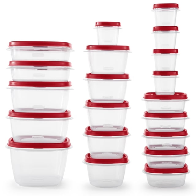 Rubbermaid Vented Lids BPA Free Plastic Food Storage Containers, Set of 21 (42 Pieces Total), Racer Red | Reusable & Stackable