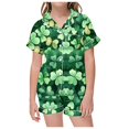 thumbnail image 4 of MIASHUI Ensemble de Pyjama Deux Pièces pour Garçons et Filles, Manches Courtes, Vert Clair, 6-7 Ans, 4 of 4