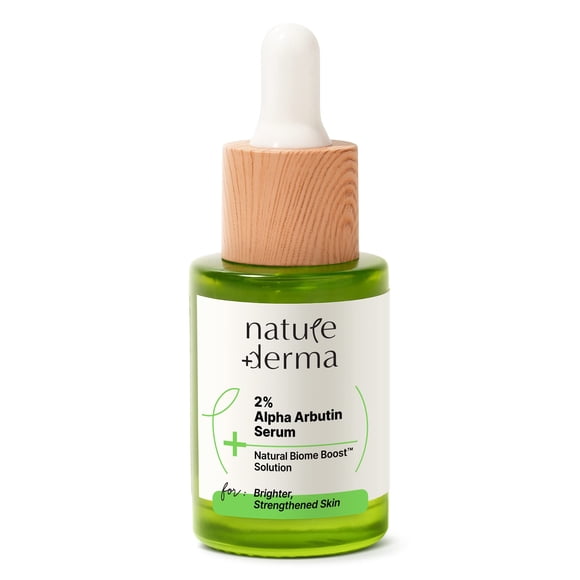 Nature Derma 2% Alpha Arbutin Serum with Natural Biome-Boost™| Reduces Dark Spots, Pigmentation| Brighter & Strengthened Skin | 30ml | Dermatologically Tested