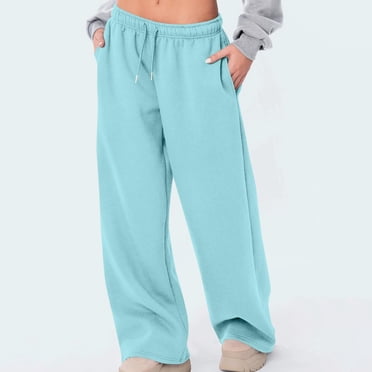 Miqool Women's Wide Leg Fleece Sweatpants Drawstring Elastic Waist Baggy Athletic Joggers Pants Casual Loose Comfy Lounge Pants with Pockets