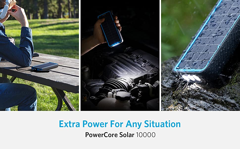 Anker PowerCore Solar 10000mAh Power Bank, 15W USB-C with Dual