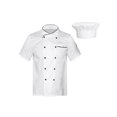 thumbnail image 1 of dPois Men Personalized Chef Coat With Hat Unisex Chef Jacket Kitchen Work Uniform Hotel Restaurant Workwear White01 L, 1 of 7