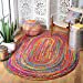 thumbnail image 3 of SAFAVIEH Braided Collection 5' x 8' Oval Red / Multi BRD210A Handmade Boho Reversible Cotton Area Rug, 3 of 10