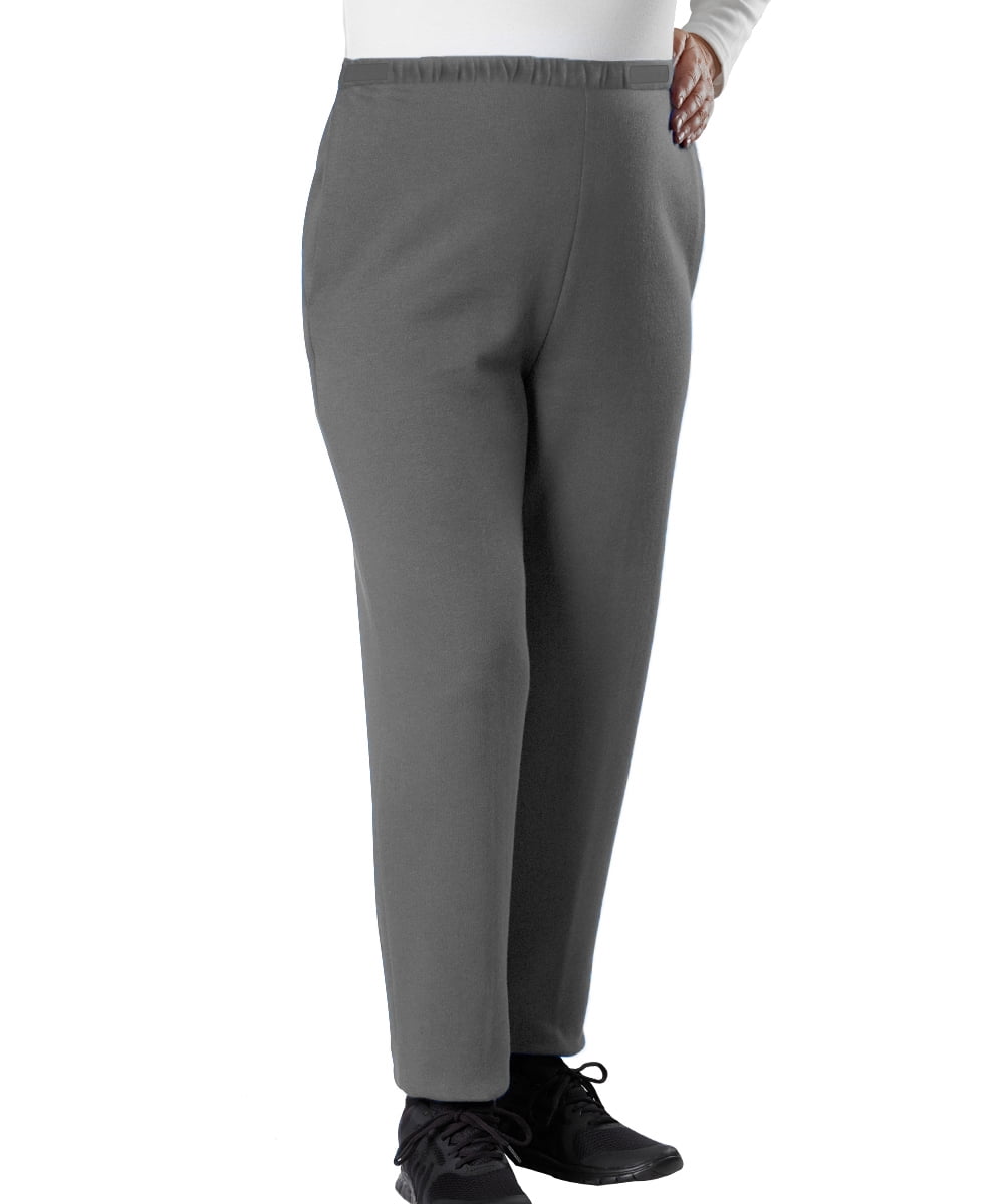 Silvert's Pantalon de Survêtement Adaptatif à Jambe Ouverte pour Femmes, P, Gris