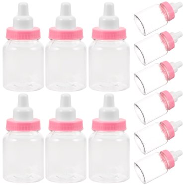 12pcs Feeder Style Mini Candy Bottle Gift Box Baby Shower Favors (Pink)