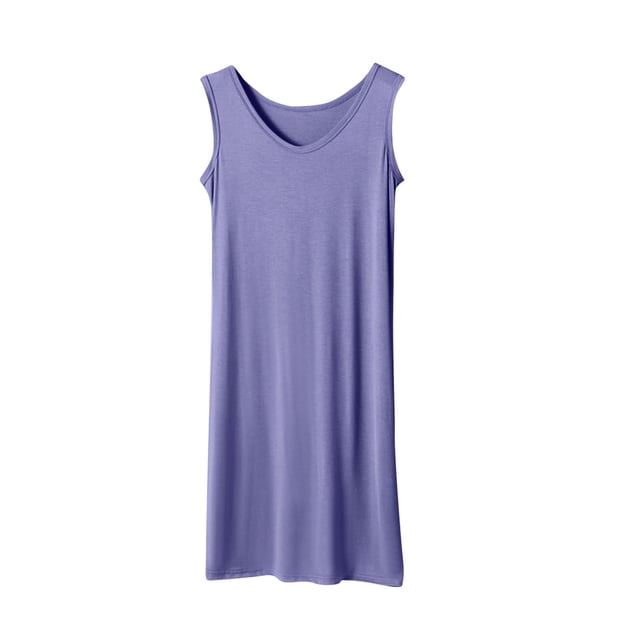 Timegard Sleep Wear for Women Plus Size V Neck Tank Top Loose Comfy Solid Color House Dress Homewear