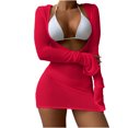 thumbnail image 2 of Meichang Maillots de Bain Trois Pièces pour Femmes avec Robe de Plage par-Dessus, Bikini à Dos Nu, Ensembles de Bikini Triangle String, Maillot de Bain avec Découpe, Sortie de Plage, 2 of 3