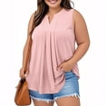 thumbnail image 2 of Posijego Débardeurs Grande Taille pour Femmes Blouse Habillée Col en V Sans Manches Plissée Décontractée pour le Travail, 2 of 7