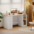 thumbnail image 2 of HOMCOM Computer Desk with 4 Reversible Drawers, 55" Office Desk, White, 2 of 10