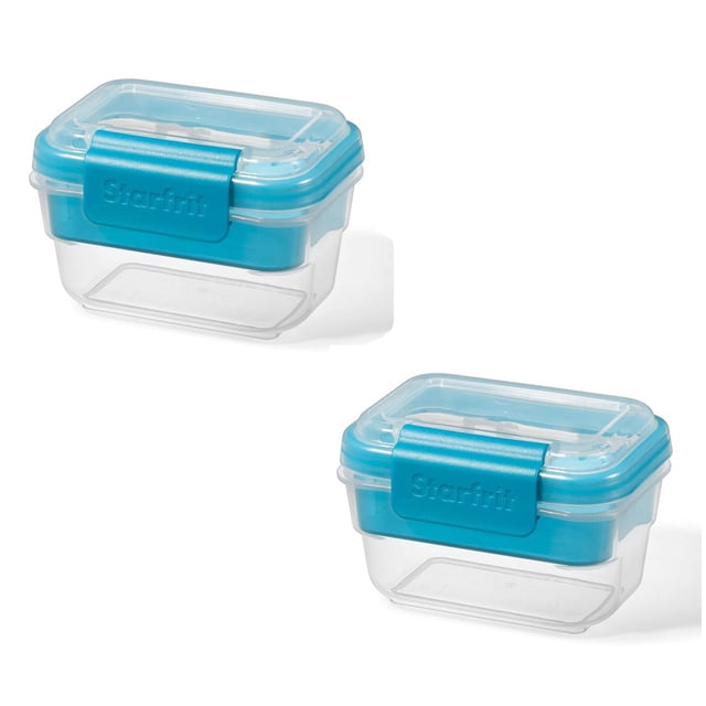 LocknLock - Ensemble de 2 Contenants à Collation EasyLunch à 2 Niveaux avec une Capacité de 473 ml Chacun, Illustré en Bleu. Fabriqués en Polypropylène Sans BPA, Ces Contenants Comprennent un Plateau Amovible et un Couvercle, Sont Hermétiques et Imperméables, et Peuvent Être Utilisés au Micro-Ondes, au Congélateur et au Lave-Vaisselle. Dimensions Sont 12.9 cm x 9.6 cm x 9.4 cm (5.1 Pouces x 3.8 Pouces x 3.7 Pouces).