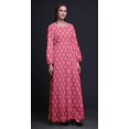 thumbnail image 4 of Bimba Robe Maxi à Manches Longues pour Femmes en Georgette Mousse, Imprimé Damassé au Pochoir, Taille Élastique - Grande, 4 of 5