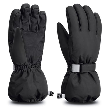 ThxToms Gants d'Hiver pour Enfants, Gants de Ski et de Neige Imperméables pour Garçons et Filles, Gants Chauds d'Hiver pour Temps Froid et Jeux Extérieurs (Noir Âges 7-10)