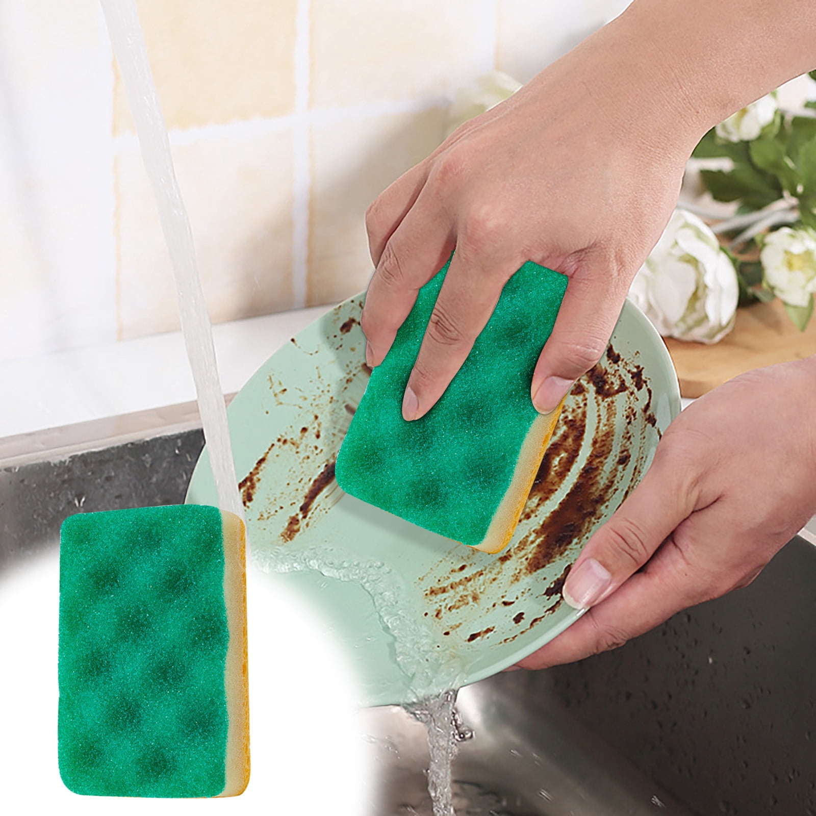 Danhjin Cleaning Supplies Dishwashing Wood Pulp Cotton Rags Dishwashing Grease Stain Sponge Block Wipe Tool Wipe Cleaning Sponges