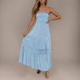 thumbnail image 2 of Cathalem Robe Longue Moulante d'Été pour Femme, Plage, Fête, Fluide, Longue, Bleu G, 2 of 5