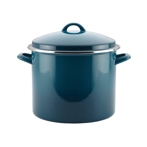Rachael Ray Marmite/casserole en Émail sur Acier avec Couvercle, 12 Pintes, Bleu Marine