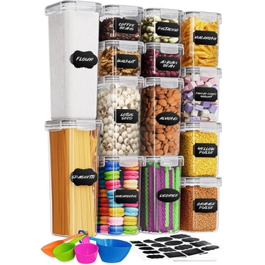 Stelive 14‑Piece Clear Food Storage Container Set, BPA‑Free Airtight Pantry Organizer for Cereal, Dry Food and Snacks with Labels and Marker