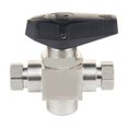 thumbnail image 3 of Ball Valve Stainless Steel 316L 1/4" Female 3 (Three) Way Ball Valve For Dispenser ,Convenient to Use, 3 of 4