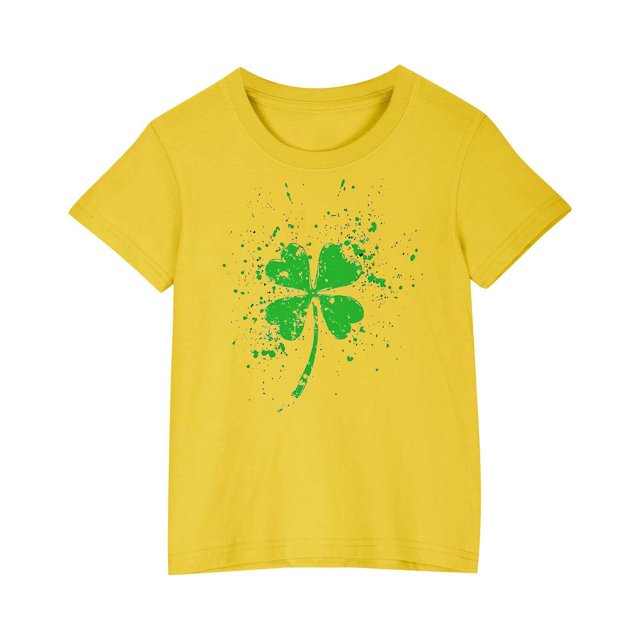 FAIWAD Hauts pour Enfants Garçons Filles Manches Courtes T-Shirt Graphique de la Saint-Patrick Trèfle Mignon Décontracté Col Rond