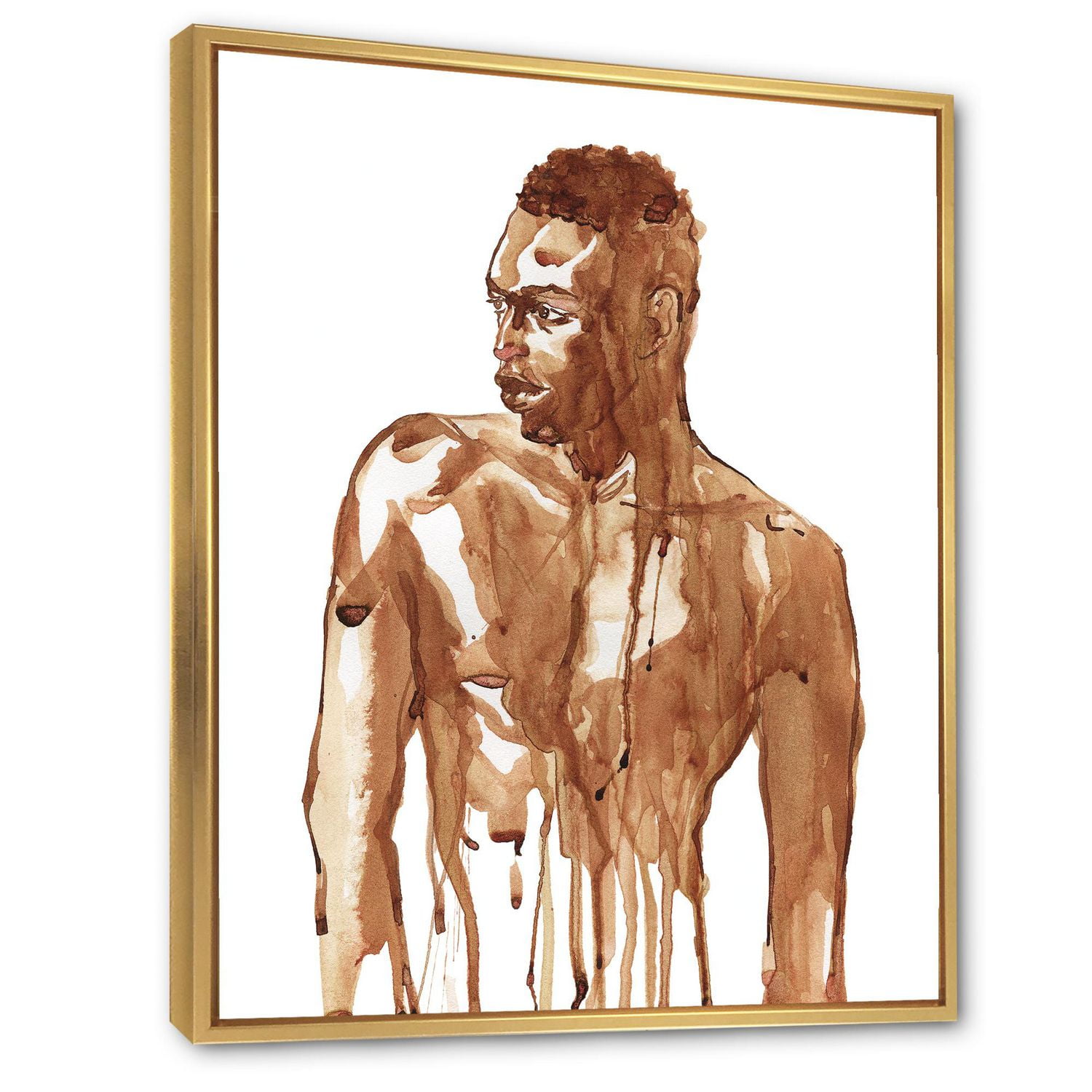Designart Portrait de bel homme africain sur blanc II ART MURAL À CADRE FLOTTÉ