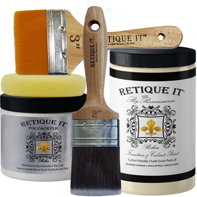 Retique It Chalk Furniture Paint by Renaissance DIY, 6 Piece Set, 21 Gypsum, 32 Ounces