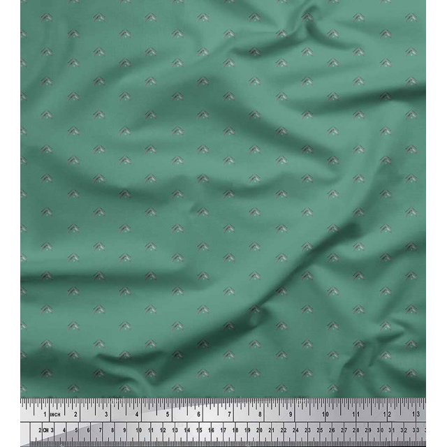 Soimoi Green polyester Crepe Fabric Artistic Geometric Print Fabric by the Yard 52 Inch Wide