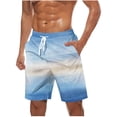 thumbnail image 1 of Plebaso Beach Shorts for Men Gradient Print Casual Shorts Drawstring Lightweight Summer Fashion Shorts, 1 of 5