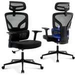 Chaise de bureau haut dos ergonomique Mesh avec support Lombaire réglable et appuie-tête 3D Accoudoirs Rolling Swivel Task Chair pour le Home Office