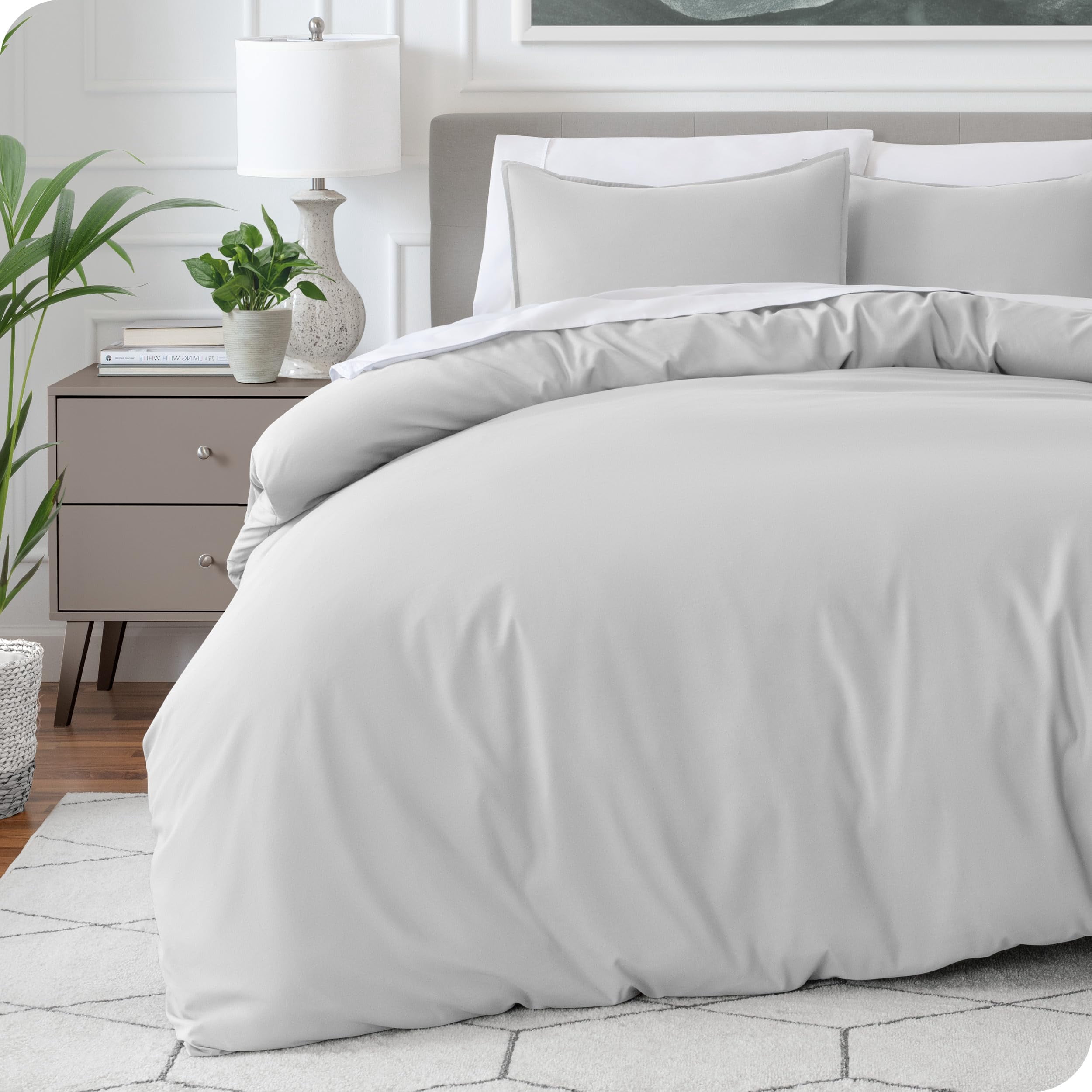 Bare Home Bedding Duvet Cover Queen Size - Premium 1800 Super Soft Collection - Lightweight, Cooling - Soft Breathable Bedding Duvet Cover (Queen, Cloud Grey)