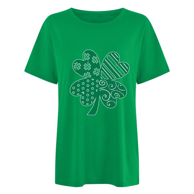 Penkiiy T-Shirt à Manches Courtes à Col Rond pour Femme, Mode, Imprimé de la Saint-Patrick, Décontracté, Ample, TP, Vert