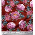 thumbnail image 1 of Soimoi Red Rayon Fabric Leaves & Floral Decor Fabric Printed BTY 42 Inch Wide, 1 of 3