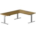thumbnail image 1 of Progressive Desk L Shaped Standing Desk 78"x60", Corner Standing Desk Adjustable Height Electric Desk, 3 Stages - Rustic Hickory, Grey Frame, 1 of 2
