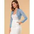 thumbnail image 4 of INSPIRE CHIC Cardigan Court Ouvert à l'Avant à Manches Longues en Dentelle Florale Transparente pour Femme, 4 of 6