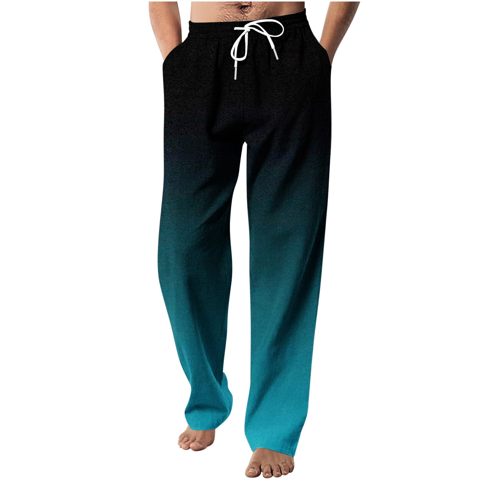 Birdeem Elastic Waist Pants for Menmens Fashion Drawstring Elastic Waist Gradient Color Casual Length Pantsmens Pants with Elastic Waist