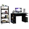 thumbnail image 1 of Madesa 2-Piece Desk and Ladder Shelf Set: 53" Gaming Desk with Cable Management + 24" 5-Tier Ladder Shelf for Storage, Office, Gaming and Study – Black, 1 of 9