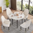 thumbnail image 3 of Wisfor Round Kitchen Dining Table High Gloss Marble Top with Tapered Metal Legs for Dining Room Coffee Shop Restaurant, 3 of 8