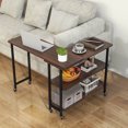 thumbnail image 2 of Costway 360° Rotatable Sofa Side Table L-shaped Laptop Desk Snack Table withShelf Patented Walnut, 2 of 10