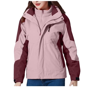 Pisexur Manteau Chaud pour Femmes Imperméable Manteau de Ski Coupe-Vent 3-en-1 Manteau d'Hiver Doublure en Molleton pour Pluie Neige Randonnée en Plein Air