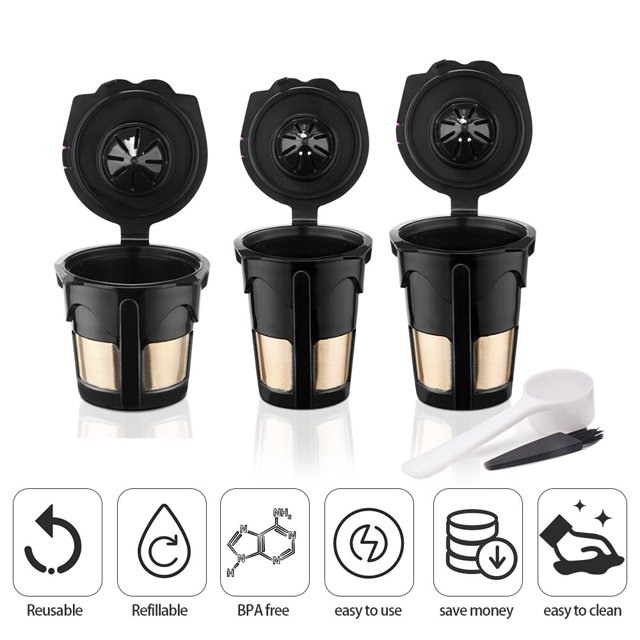Mistaha recafimil Capsules de Café Réutilisables Rechargeables Filtre de Tasse à Café Compatible avec keurig 2.0 3 Pcs(P/M/G)
